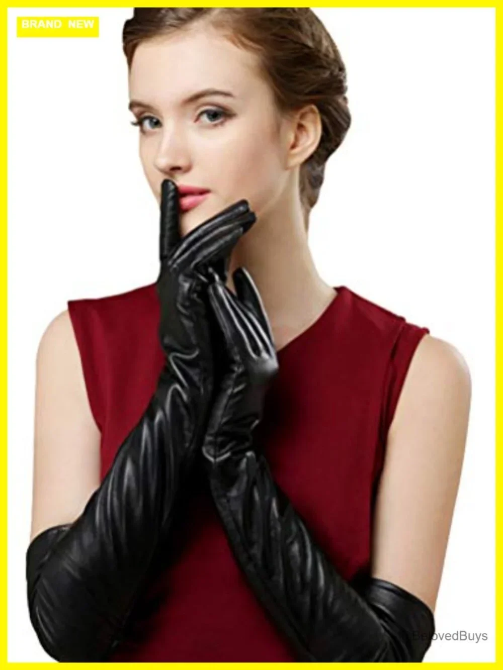 Faux Leather Elbow Length Opera Gloves for Women Touchscreen Dress Gloves